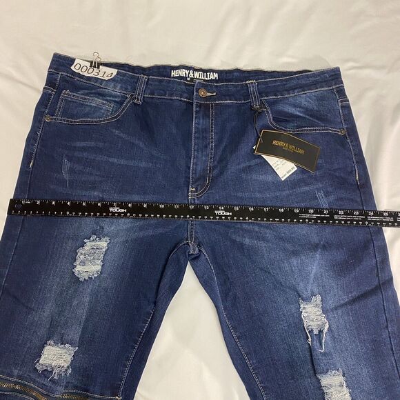 Henry & William Jeans Mens 42x32 Blue Relax Fit Distressed American Preppy Denim - Picture 14 of 16